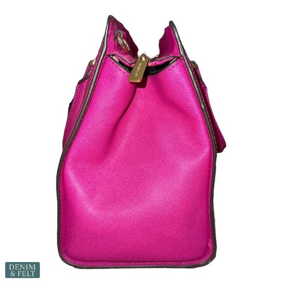 Michael Kors Selma Large Saffiano Leather Satchel Tote Bag Fuchsia Pink - Picture 5 of 14